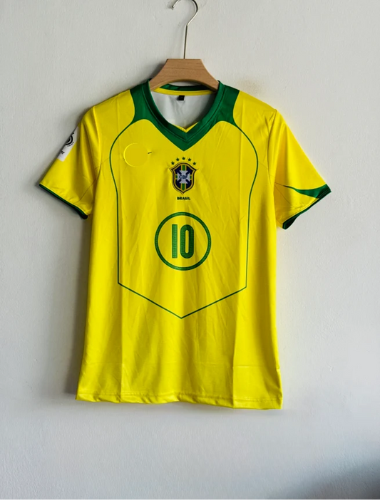 BRAZIL 2004 HOME KIT RONALDINHO EMBROIDERY PREMIUM